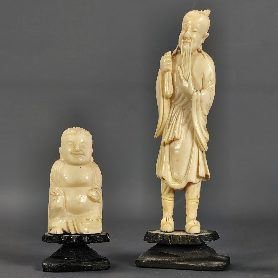 Figuras orientales talladas en marfil - imagen 2