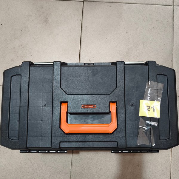 Caja de Herramientas Táctix Negra con Compartimentos y Manija Naranja - imagen 1