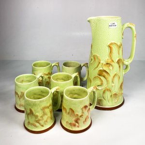 Lote siguiente: Jarra y Seis Tazas de Porcelana Inglesa Verde y Marrón - Sterling