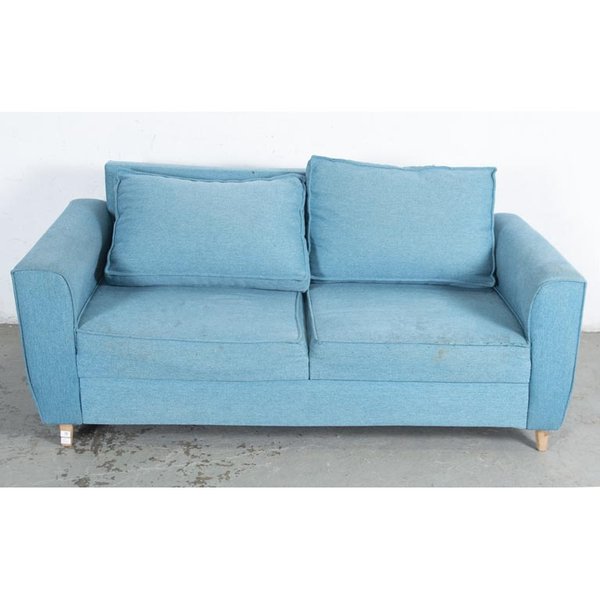 Sofá de Dos Cuerpos Tapizado en Tela Celeste con Almohadones - imagen 1