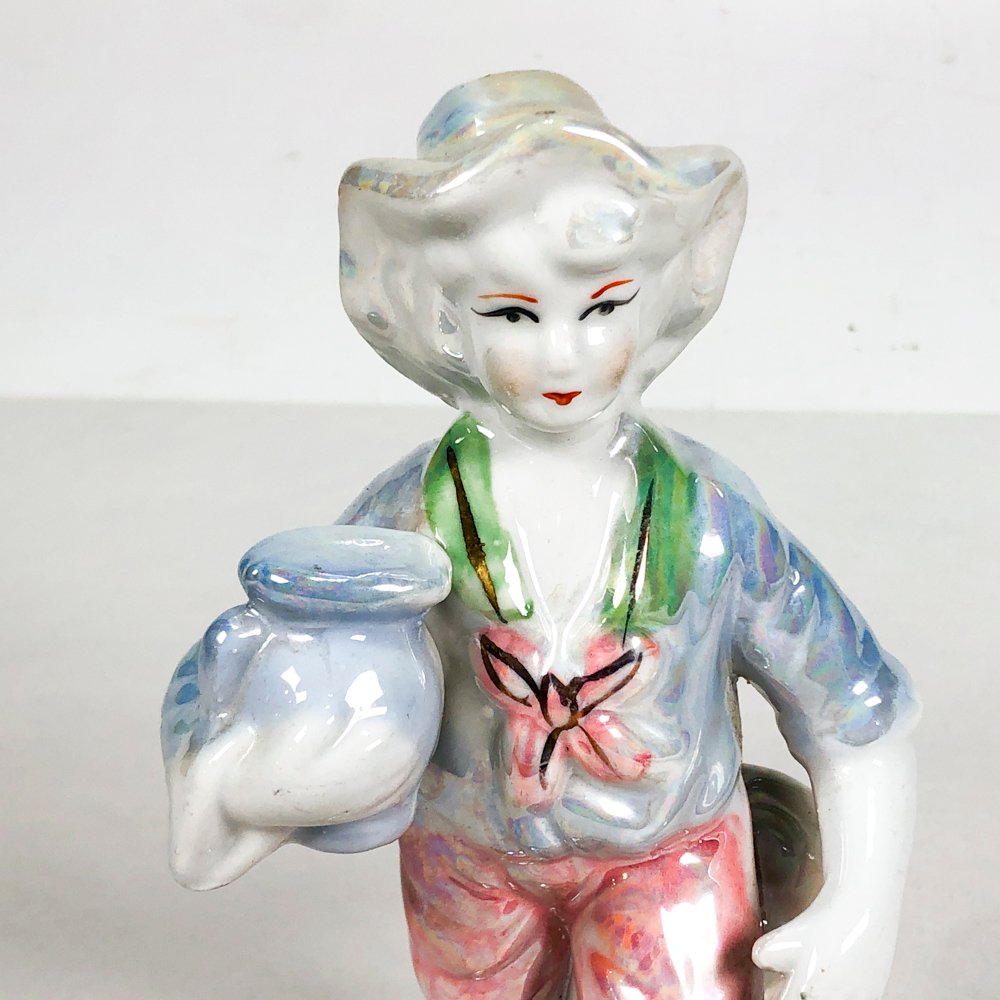Figura en porcelana de dama brillante con pato - imagen 3