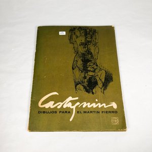 Lote de láminas y dibujos para el martín fierro en carpeta verde - imagen 1