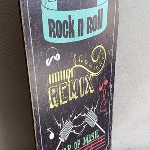 Cuadro Vintage "Rock n Roll Remix War of Music" Madera - imagen 2