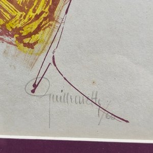 Serigrafía "Rostro de Perfil" de Enrique Guillemette, Marco Dorado - imagen 6