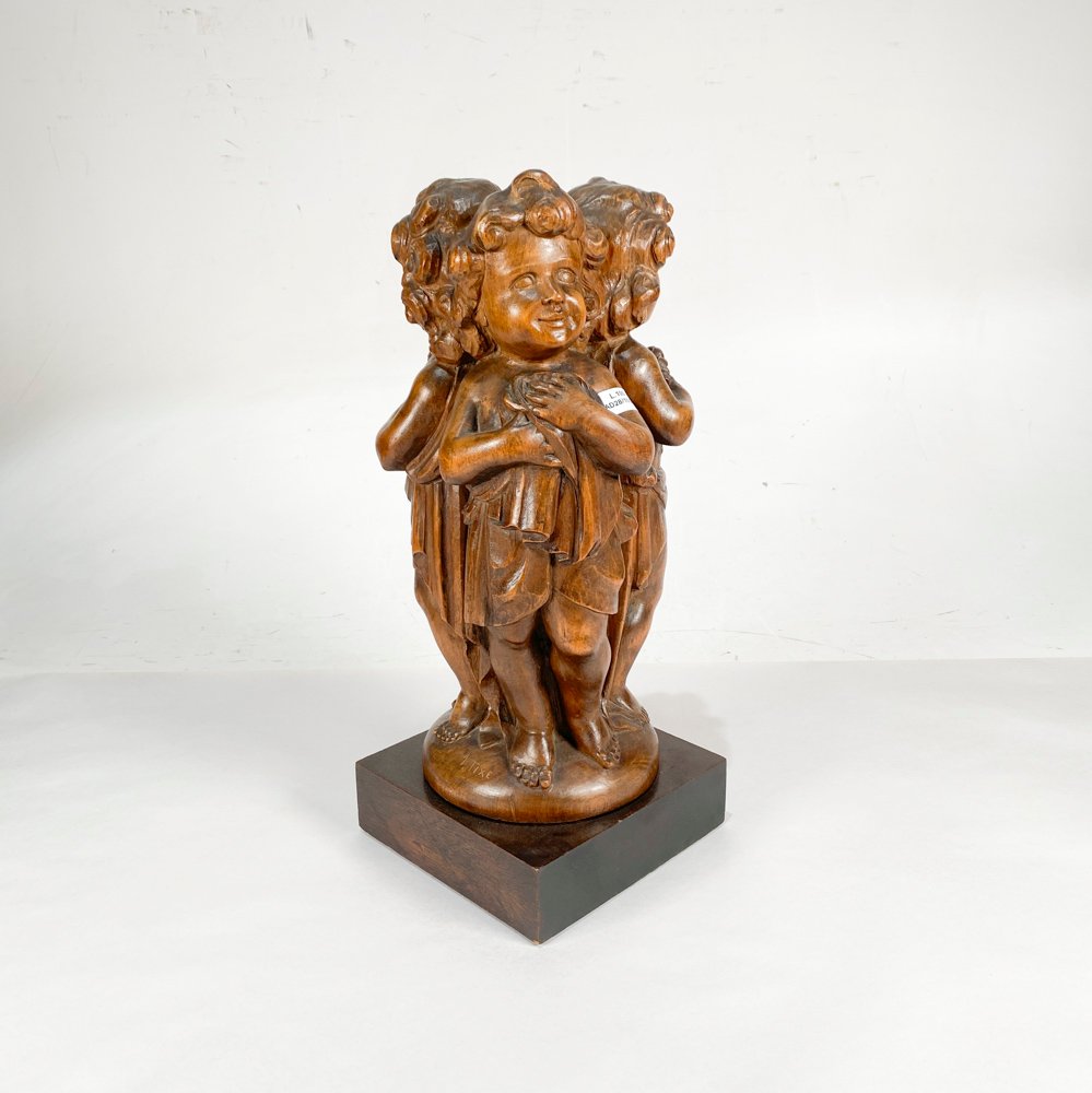 Talla de Madera "Querubines" - Figura Decorativa de 40 cm