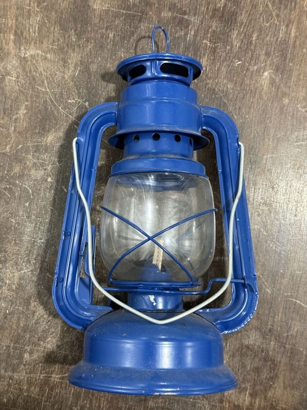Farol a Queroseno Azul Vintage 28cm para Camping