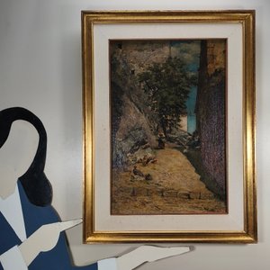 Oleo sobre lienzo firmado Lorenzo Cecconi, marco dorado - imagen 7