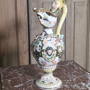 Jarra Ornamental Capodimonte Italiana de Porcelana, 34cm - imagen 5