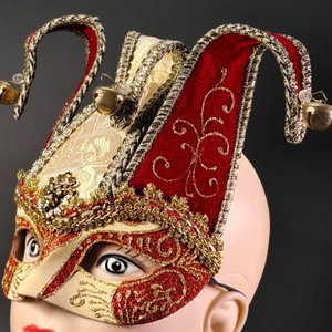 Antifaz Veneciano con Cascabeles y Detalles Dorados - imagen 6