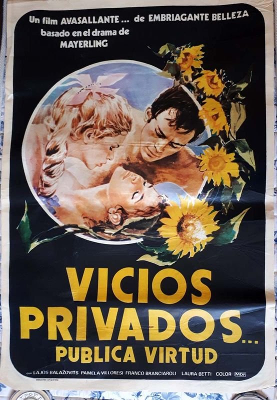 Poster Original "Vicios Privados... Publica Virtud" - Lajos Balázsovits, 1976