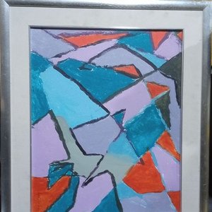 Lote siguiente: oleo abstracto enmarcado