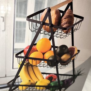 Frutero/Centro de Mesa de Hierro Negro con 3 Niveles, Nuevo en Caja - imagen 4