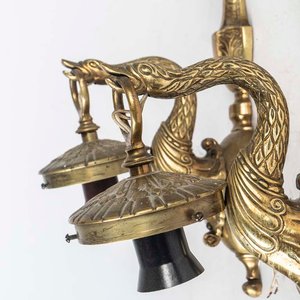 Par de Apliques de Bronce con Globo de Vidrio Tallado - imagen 2