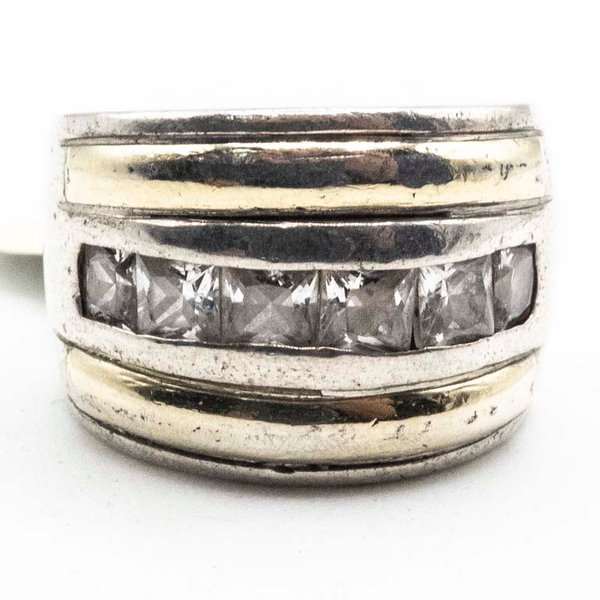 Anillo de Plata con Oro Double y Circonias - imagen 1