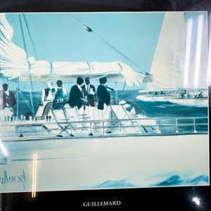 Cuadro al óleo sobre tela "Au large de Newport" de Guillemard, 63x48 cm - imagen 2
