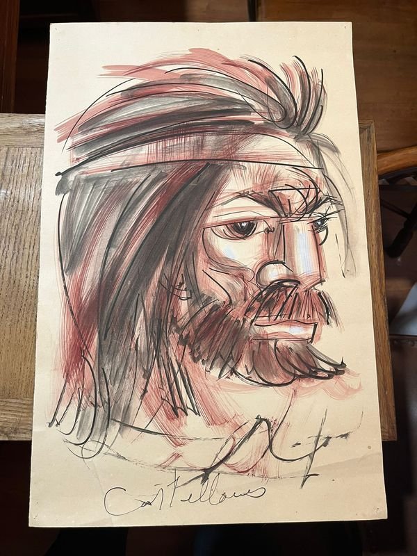 Obra "Gaucho" de Castellanos, 32x50 cm, Lista para Enmarcar