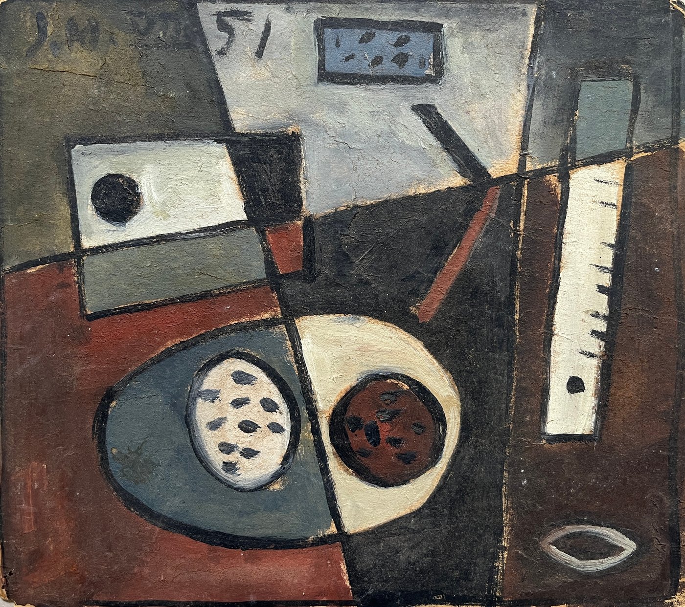 Bodegón de Jonio Montiel, Óleo sobre Cartón, 1951
