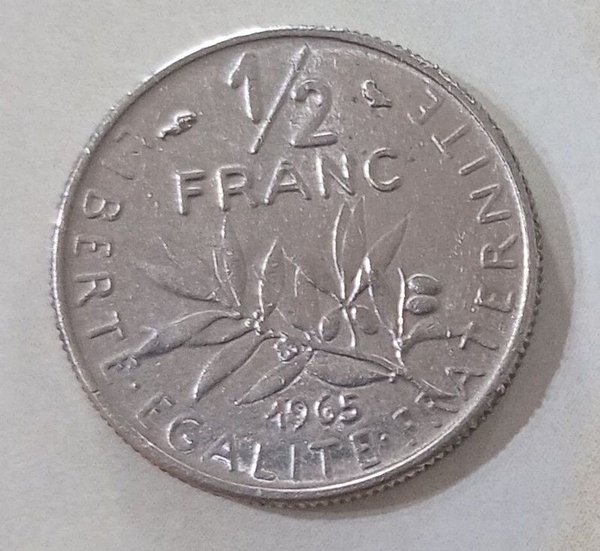 Moneda francesa de 1/2 Franco, Año 1965 - imagen 1