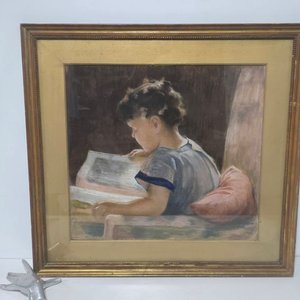 Lote siguiente: Dibujo original de Carlos María Herrera Hijo: Niño leyendo