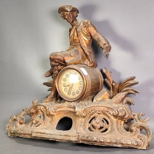 Reloj de Mesa Antiguo en Metal con Figura de Bronce "Luis XIV" - Para Restaurar - imagen 9