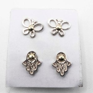 Dos Pares de Aritos de Plata: Mariposa y Mano de Fátima - imagen 1