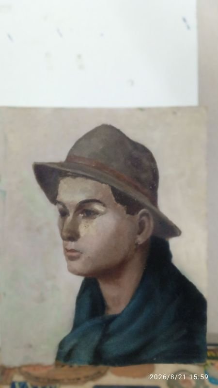 Óleo sobre lienzo enmarcado retrato