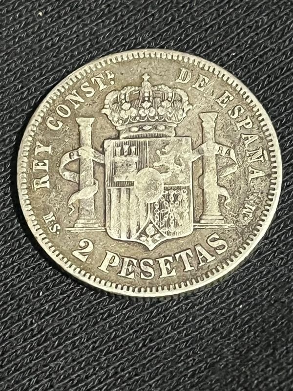 Moneda de Plata Española 2 Pesetas 1882 Alfonso XII - imagen 1