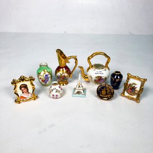 Lote de 9 Piezas Miniatura en Porcelana Limoges: Cuadros, Torre Eiffel, Jarra y Tetera - imagen 2