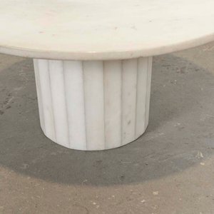 Mesa de Living Circular con Base Cilíndrica de Mármol - imagen 3