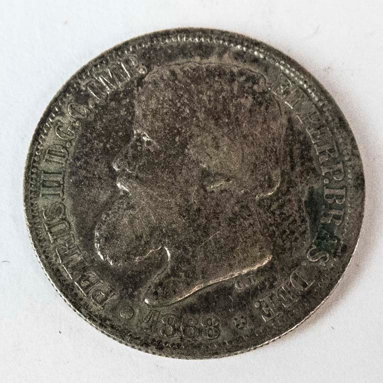 Moneda de Plata Brasileña 200 Reales de 1868