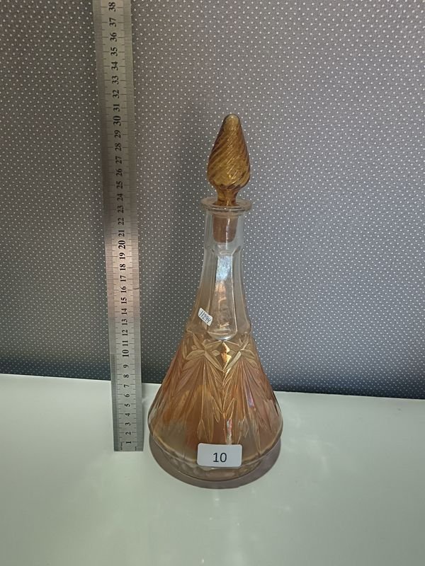 Vaso de cristal labrado en ámbar, antiguo y hermoso - imagen 1