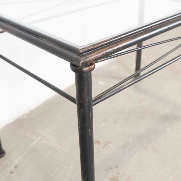 Mesa de comedor para exterior en hierro con tapa de vidrio - imagen 3