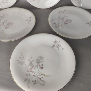 Lote de 6 Platos Llanos de Porcelana Edelstein Bavaria con Diseño Floral y Borde Dorado - imagen 2