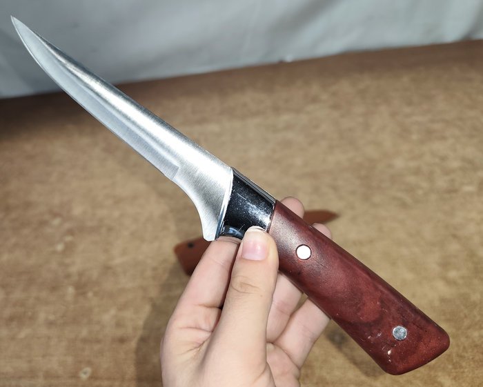 Cuchilla de deshuesar, acero inoxidable, dunda en cuero cosido, nueva - imagen 3