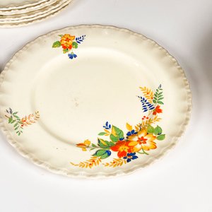 Ocho Platos Llanos de Loza Inglesa con Decoración Floral - Diámetro 23 cm - imagen 4