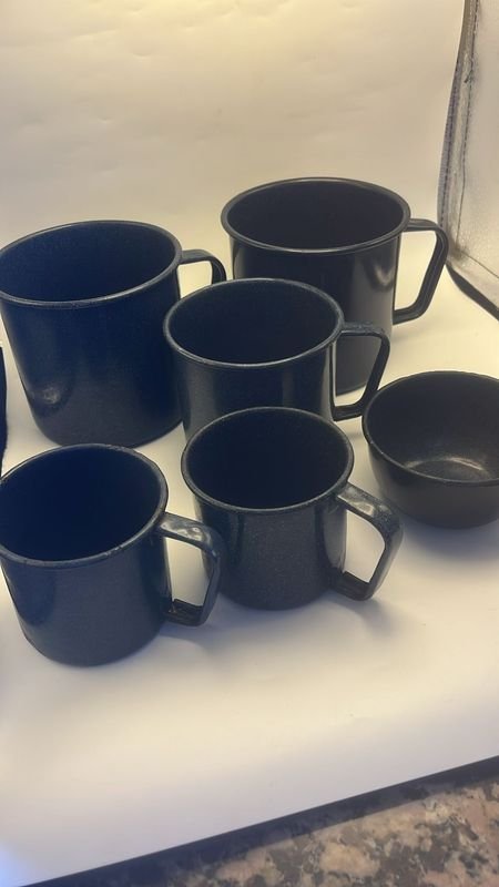 Tazas de cerámica esmaltadas negras - imagen 2