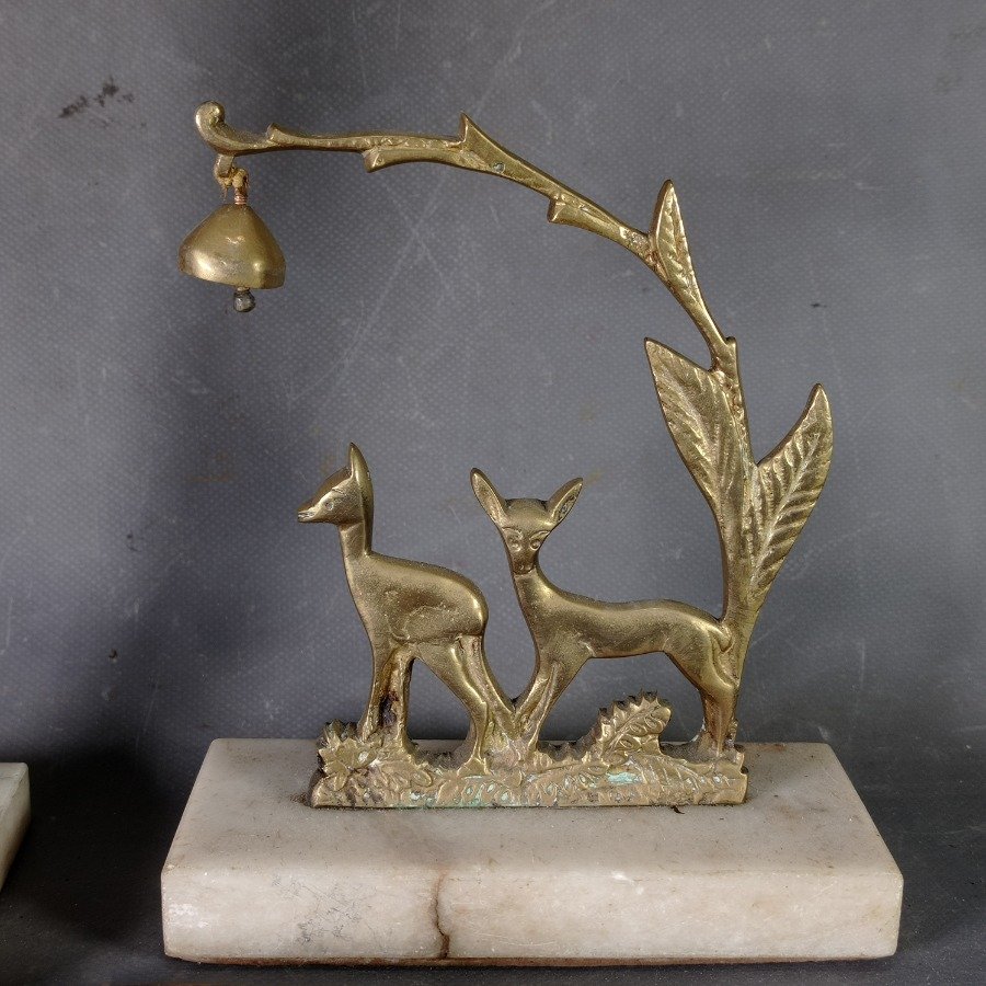 Figuras de bronce y madera con base en mármol - imagen 4