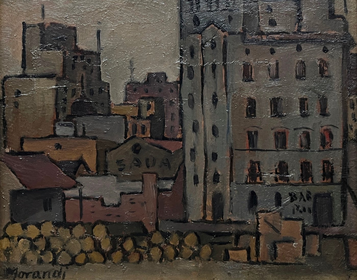 Oleo "Vista de la Ciudad Vieja" por Marta Mornadi - 20 x 25 cm