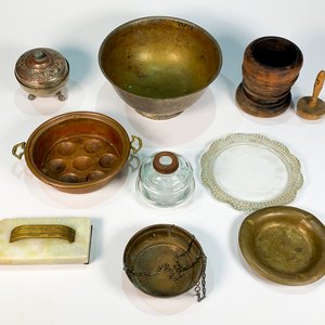 Lote de 9 piezas vintage: lámpara, mortero, bombonera y más - imagen 4