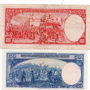 Lote de 2 Billetes Uruguayos: 50 y 100 Pesos de 1939 - imagen 3