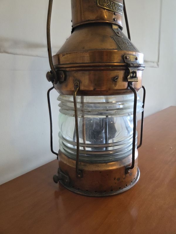 Excepcional farol Náutico inglés en cobre y cristal - imagen 5
