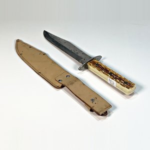 Cuchillo de Caza con Cabo Imitación Asta de Ciervo y Vaina de Cuero - imagen 2