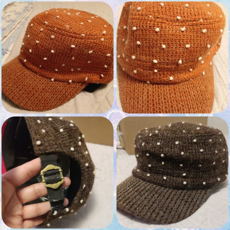 Dos Boinas de Lana con Visera y Detalles Blancos