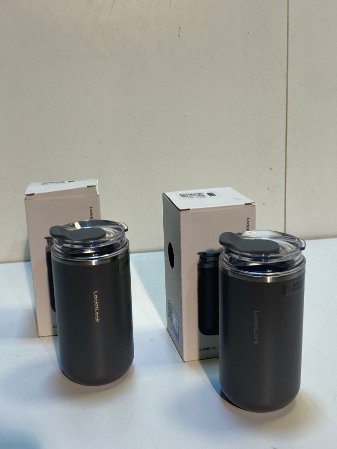 Par de Vasos Térmicos LocknLock 350ml Color Gris Oscuro con Tapa