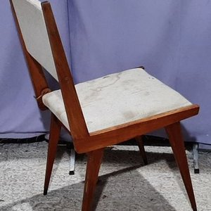 Silla de Madera Estilo Americano Tapizado Beige - imagen 3