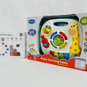 Mesa de Aprendizaje Didáctica 2 en 1 Tot Kids con Juego de Apilar Círculos - imagen 3
