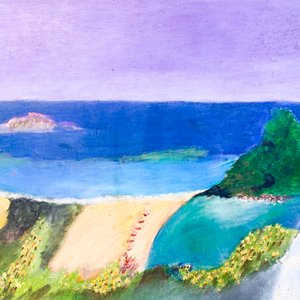 Cuadro Óleo "Paisaje Costero" Firmado Nilda Poppolo - imagen 2
