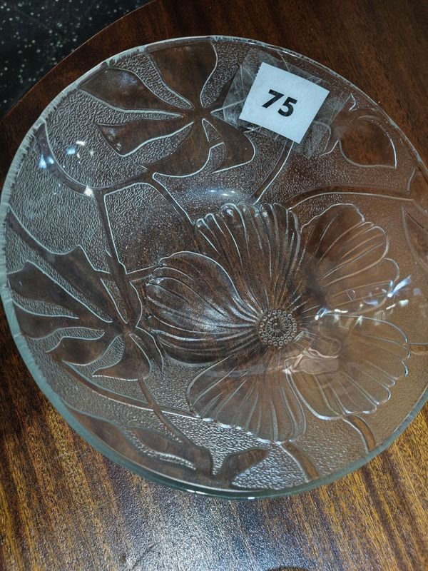 Ensaladera de Vidrio Transparente con Diseño Floral
