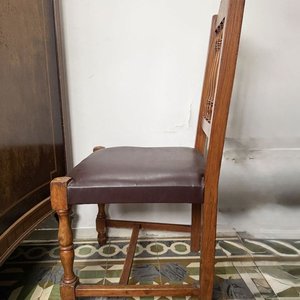 Juego de 6 Sillas de Madera con Asiento Tapizado Marrón - imagen 8