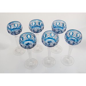 Juego de 6 Copitas de Cristal Azul Tallado - imagen 2